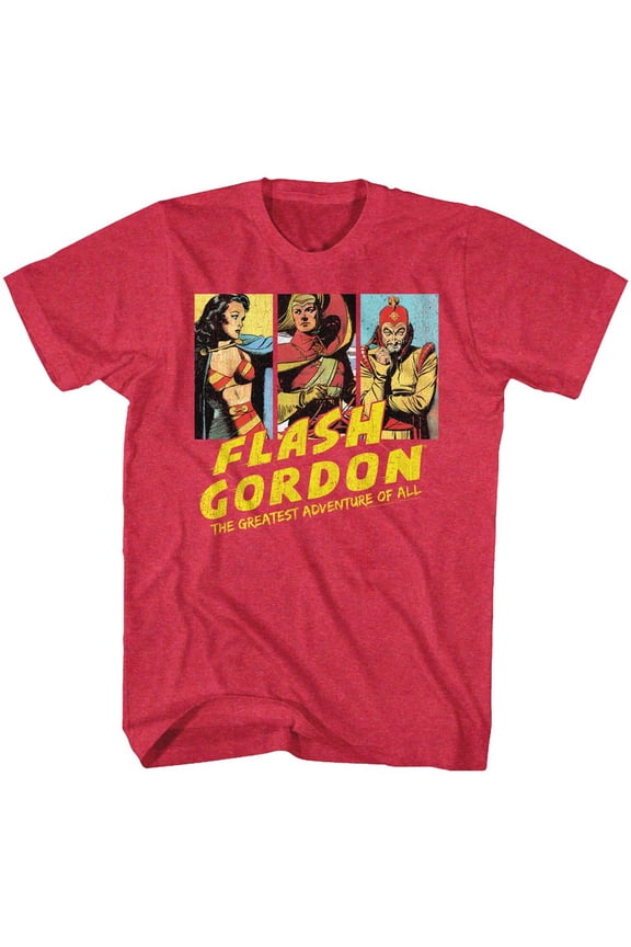 Flash Gordon Group Shot Cherry Heather Adult T-Shirt