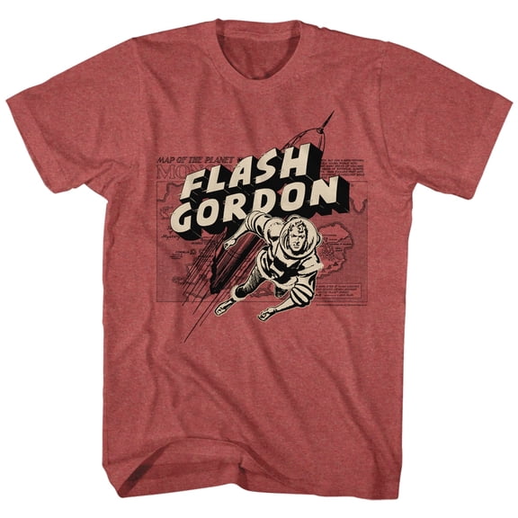 Flash Gordon Map/Rocket/Flash Red Heather T-Shirt