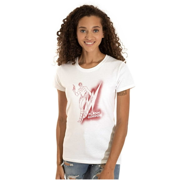 Flash Gordon Vintage Lightning Bolt Women's T Shirt Ladies Tee Brisco Brands X