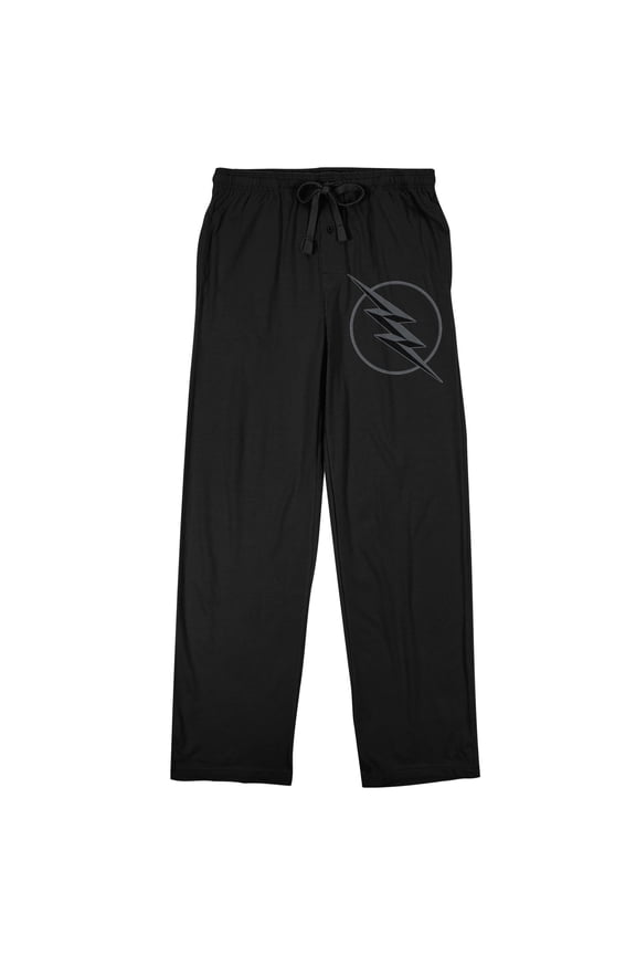 Flash Gray Superhero Logo Men's Black Sleep Pajama Pants-Medium