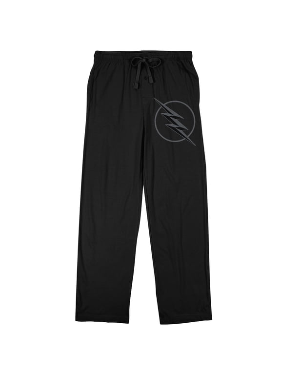 Flash Gray Superhero Logo Men's Black Sleep Pajama Pants-Small