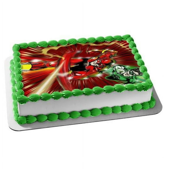 Flash Green Lantern Edible Cake Topper, by A Birthday Place