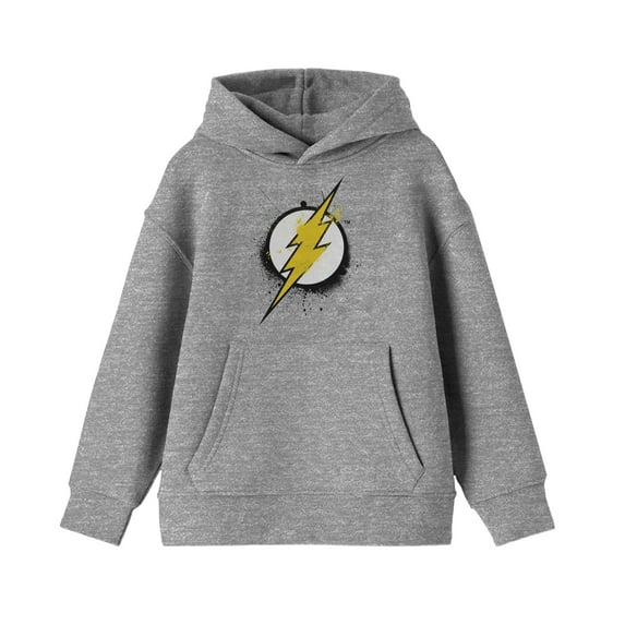 Flash Grunge Logo Youth Boy's Athletic Gray Hoodie-Medium