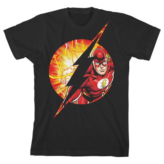 Flash Lightning Bolt Boys' Black Short-Sleeve T-shirt-M