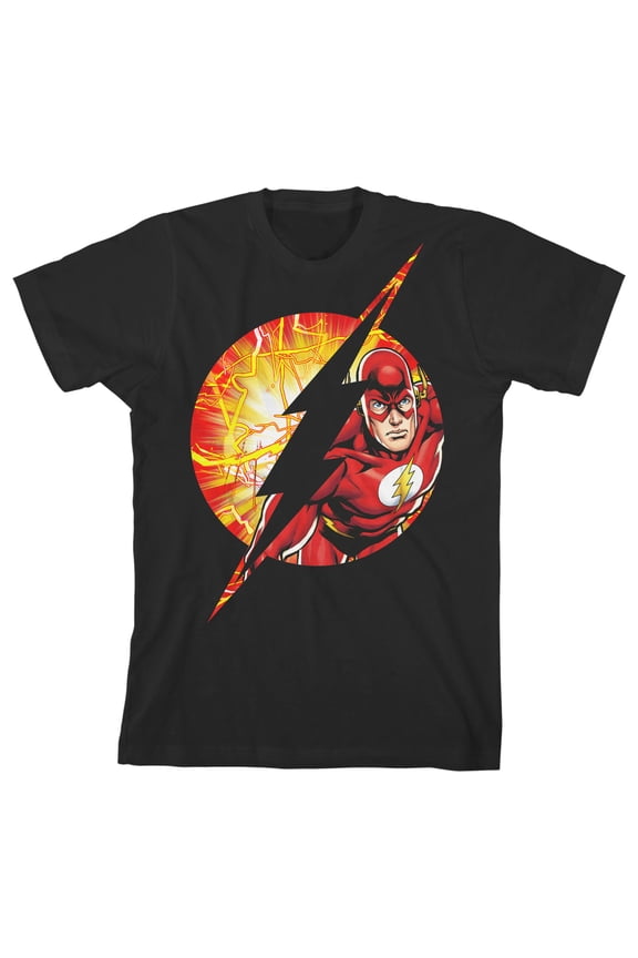 Flash Lightning Bolt Boys' Black Short-Sleeve T-shirt-S
