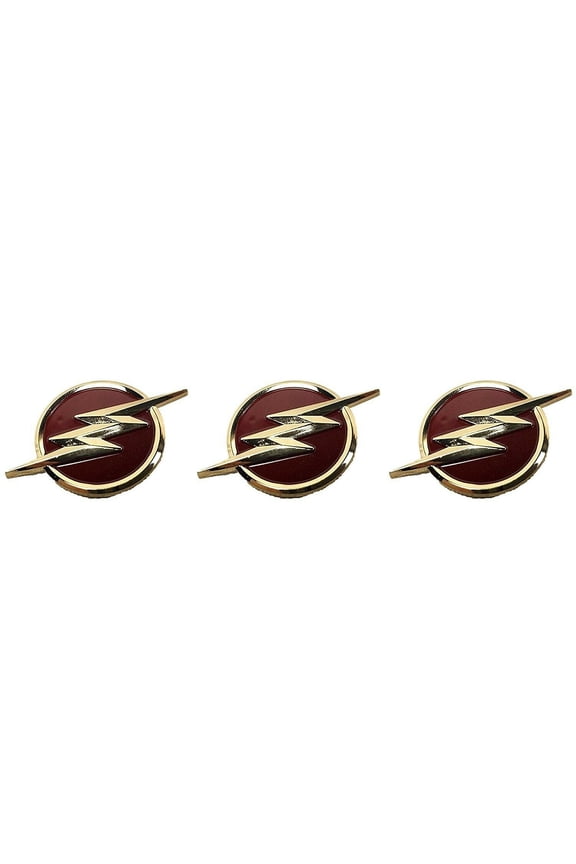Flash Lightning Bolt Logo 1.75 Inches in Diameter Enamel Metal Pin Set of 3