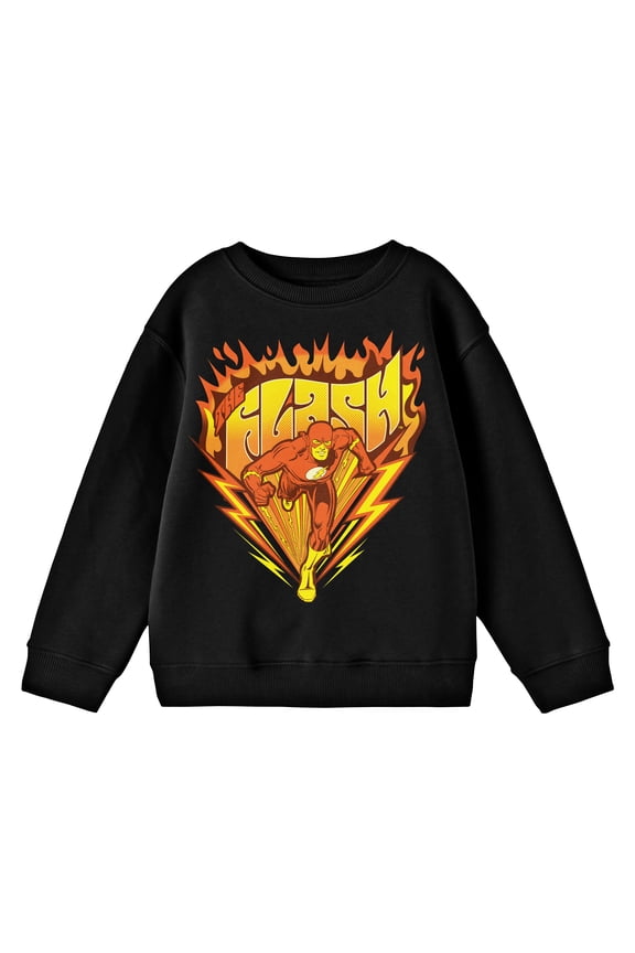Flash Lightning and Flame Dash Boy's Black long Sleeve Shirt-XS