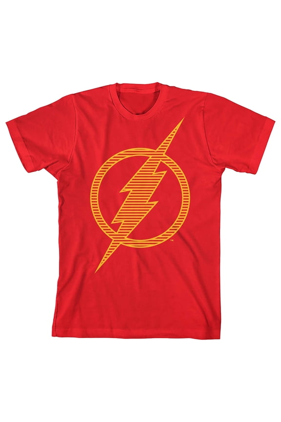 Flash Logo Line Pattern Boy's Red T-shirt-XL