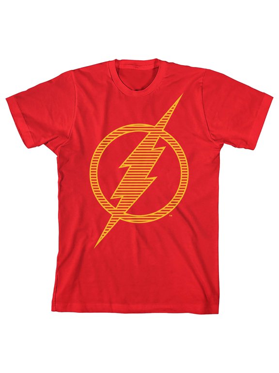 Flash Logo Line Pattern Boy's Red T-shirt-XS