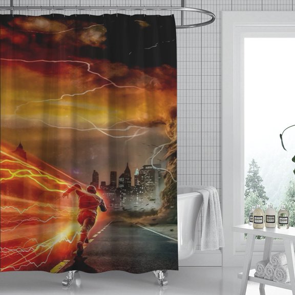 Flash Man Flashman shower curtain features a vibrant print, is waterproof for easy maintenance, and can be installed quickly, adding flair to your bathroom decor. Size: 59" x 71" (150 x 180 cm).