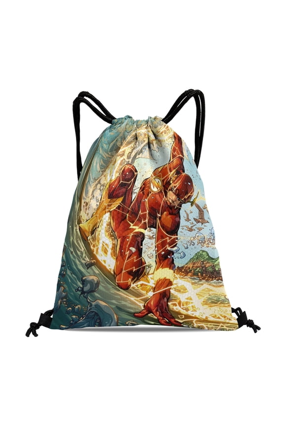 Flash Man Flashman-theme Drawstring Backpack Sports Gym Bag Water Resistant String Bag Cinch Bag12''X16''30X40cm
