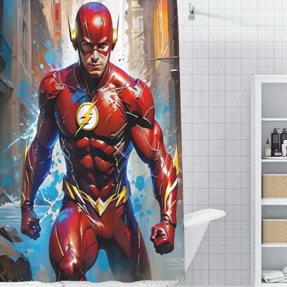 Flash Man Shower Curtain 59*71 Inches Waterproof And Durable Vivid Patterns Instantly Elevates Bathroom Style