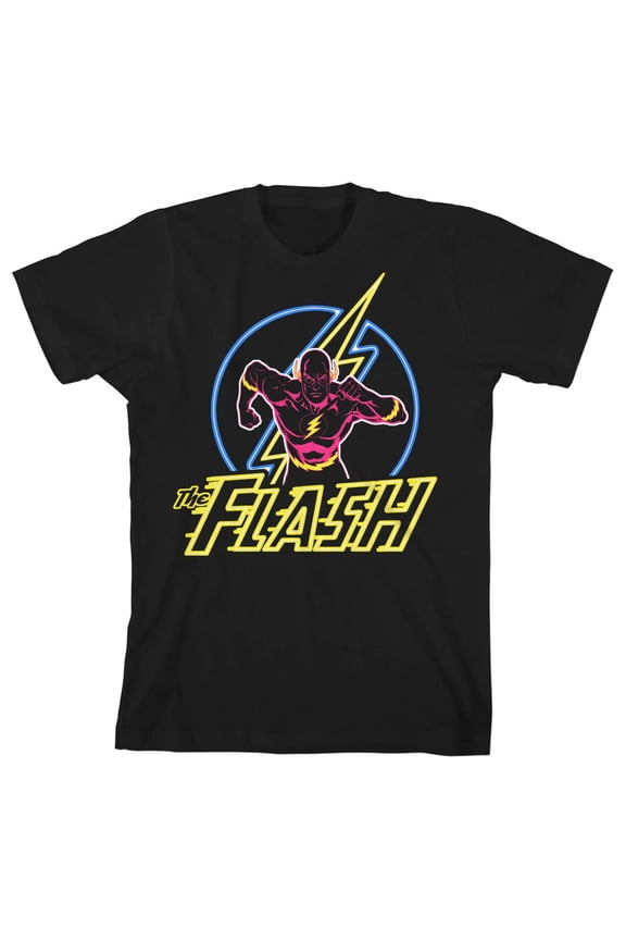 Flash Neon Flash and Logo Boy's Black T-shirt-M