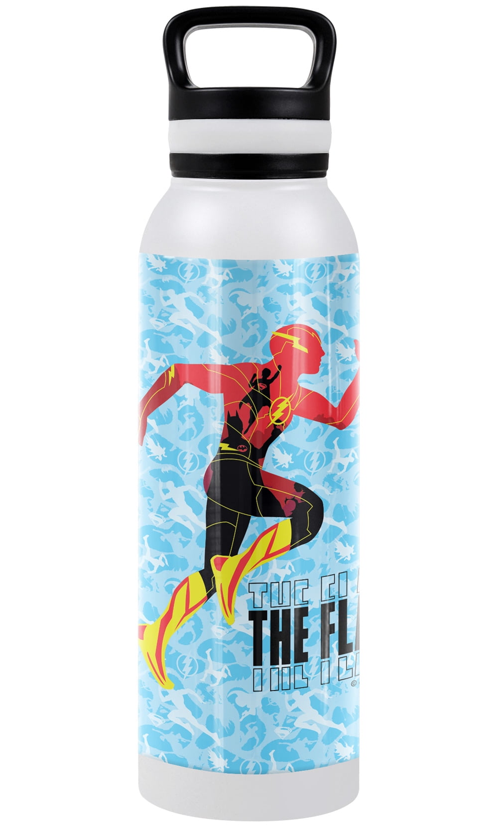 The Flash Official Batman Supergirl Silhouette 24 oz Insulated Canteen Water Bottle, Leak Resistant, Vacuum Insulated Stainless Steel with Loop Cap, White