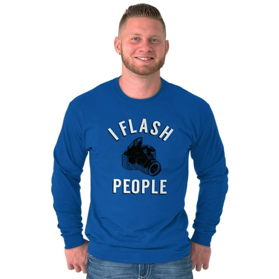 Flash People Photography Funny Saying Plus Size Long Sleeve Graphic Tee Shirt Brisco Brands 2X