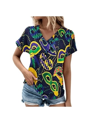 Flash Picks SMihono Carnival T Shirts for Women 2024 Mardi Gras Graphic  Basic Tees Gifts Spring Raglan Short Sleeve Blouse Crewneck Tops Beach  Relaxed Comfy Loose Fit Dressy Shirts Purple 