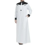 Flash Pick! WEANT Men's Saudi Arabic Long Sleeve Robe Ramadan Muslim Dress Middle Islamic Clothing(Black,Large)