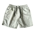 thumbnail image 1 of Flash Picks HOOMEUMY Men's Summer Sports Shorts Drawstring Solid Color Beach Board Shorts with Pockets Quick Dry Swim Trunks for Men light gray 18, 1 of 9