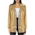 thumbnail image 1 of Flash Picks Olyvenn Women's Sequin Blazer Long Sleeve Open Front Work Office Party Suit Jacket Outwear Sequin Blazer Suit Jacket for Women Trendy 2024 Yellow 6, 1 of 6