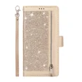 thumbnail image 1 of Flash Powder Multi Card is suitable for Samsung S9 PLUS phone case, magnetic handbag zipper pocket PU leather flip cover, with 9 card slots and wristband, split TPU inner bracket phone case, 1 of 5