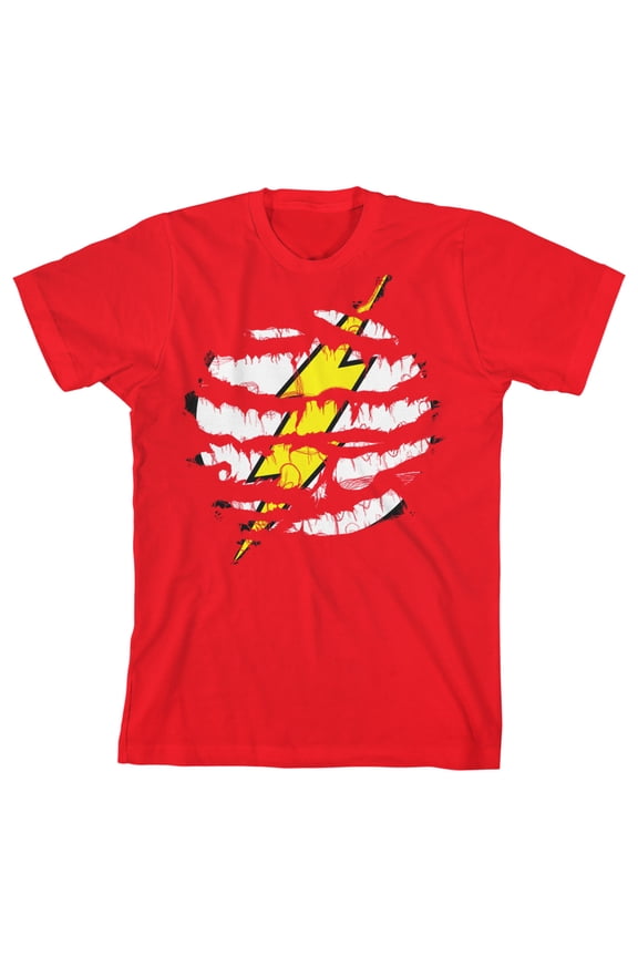 Flash Ripped Logo Boy's Red T-shirt-Large