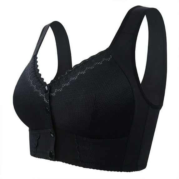 Beshee Bras for Women Bra for Senior Front Closure Breathable Bra for Seniors Wirefree Bras for Older Women Bralettes for Women Black 40