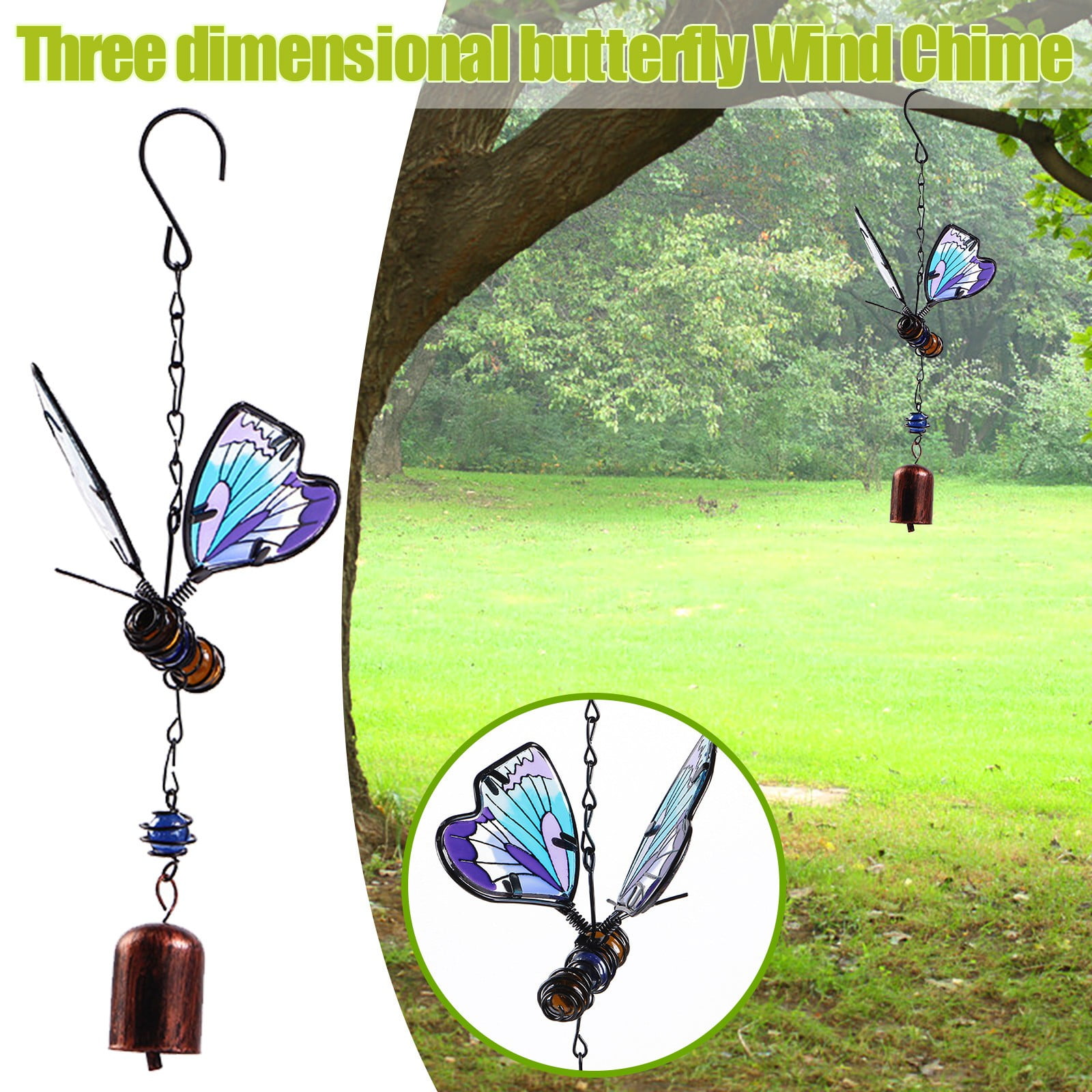 Flash Sale! Butterfly Wind Chime Garden Metal Wind Bell Tube Hanging