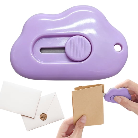 Clearance! Cloud Retractable Letter Opening Knife Purple Guillotine Paper Cutter Rotary Paper Trimmer