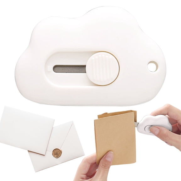 Clearance! Cloud Retractable Letter Opening Knife, White Guillotine Paper Cutter Rotary Paper Trimmer