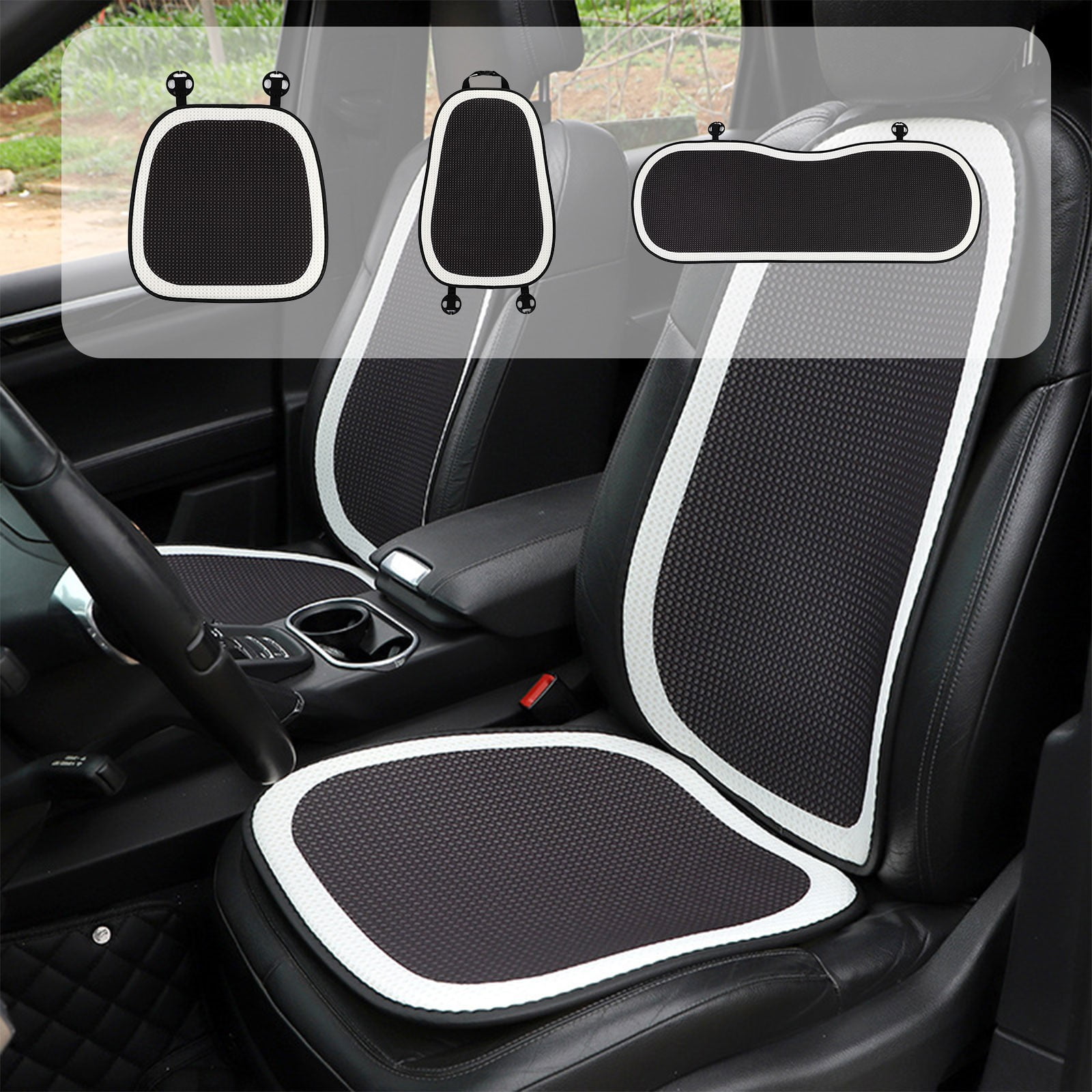 IXITON Flanell Autositzkissen - Anti-Rutsch Sitzauflage Mit Tasche Schwarz