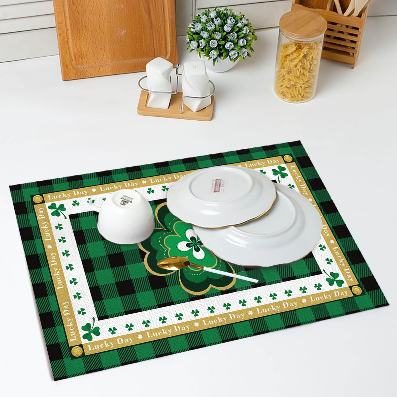 Flash Sale! OJGEha St. Patrick's Day Placemats Festive Irish Day