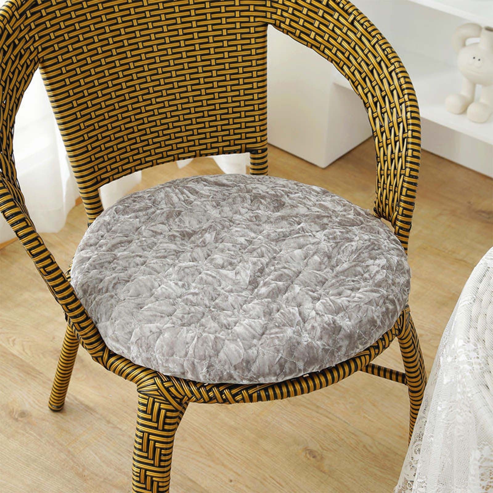 Cojín Redondo de Peluche, Cojín de Silla Tatami, Cojín Antideslizante para Silla Redonda, Cojín para Mesa de Comedor, Silla de Comedor, Cojín de Asiento de Invierno