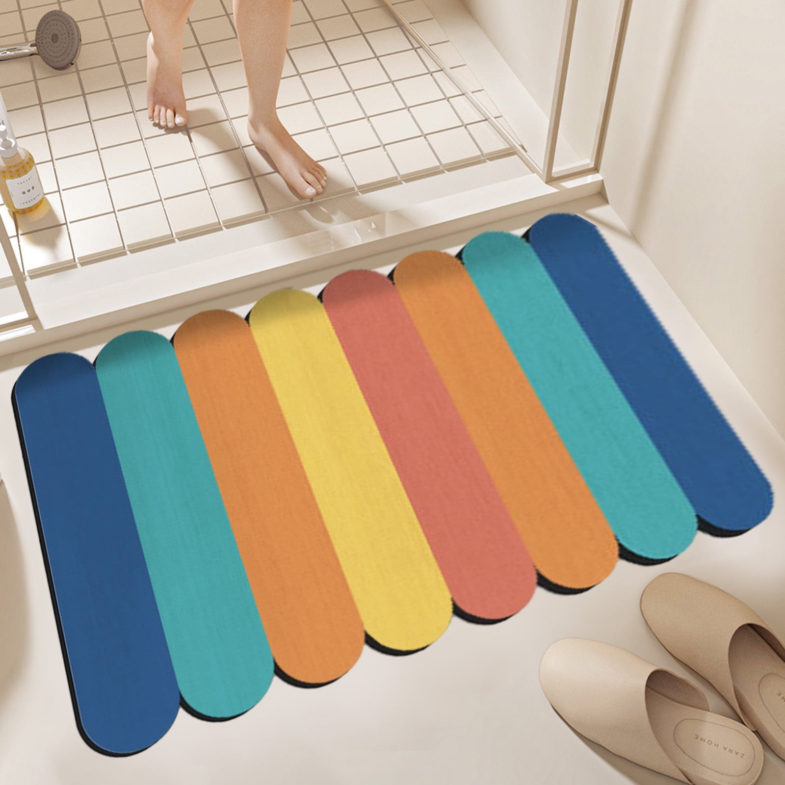 Super Absorbent Bath Rug, Rubber Backing Non-Slip Washable Bathroom ...