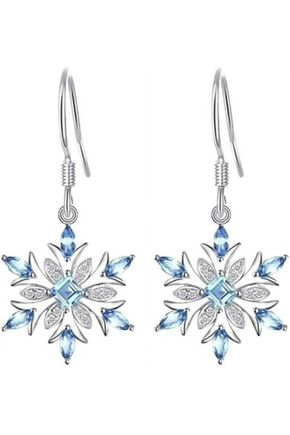 Flash SaleSnowflake/Christmas Tree Dangle Earrings G23 Pure Titanium Ear Hook For Sensitive Ears Fashion Lightblue Crystal Winter Party Whitegold Plated Flower