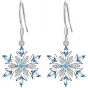 Flash SaleSnowflake/Christmas Tree Dangle Earrings G23 Pure Titanium Ear Hook For Sensitive Ears Fashion Lightblue Crystal Winter Party Whitegold Plated Flower