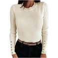 thumbnail image 1 of Flash Sales for Today ! BVnarty Sweaters for Women Oversized Sweaters Knitting Jumper Crewneck Long Sleeve Solid Color Fashion Loose Buttons Casual Knitted Top Fall Winter Pullover Sweater Khaki L, 1 of 8