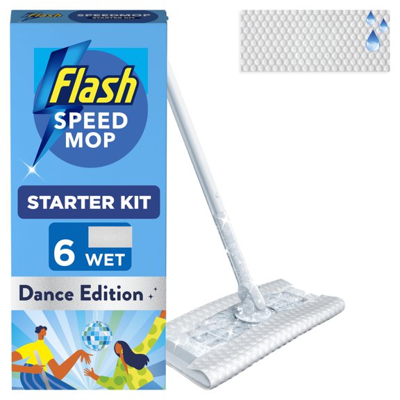 Flash Speedmop Wet Mop Floor Cleaner Starter Kit 1 Mop, 6 Wet Lemon Refills