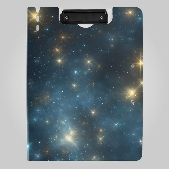 Flash Stars in Night Foldable Binder Folder Clipboard with Pen Slot Double Clips A4 Size File Storage
