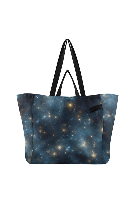 Flash Stars in Night Foldable Canvas Tote Bags Reusable Grocery Bags Laundry Bags Beach Bag 32L