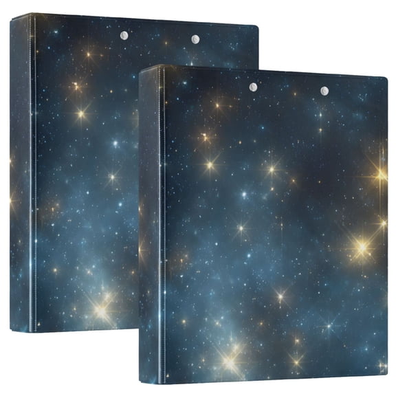 Flash Stars in Night Round Ring Binder 3 Rings 1.5" Capacity File Storage for A4 Size 1 Pack