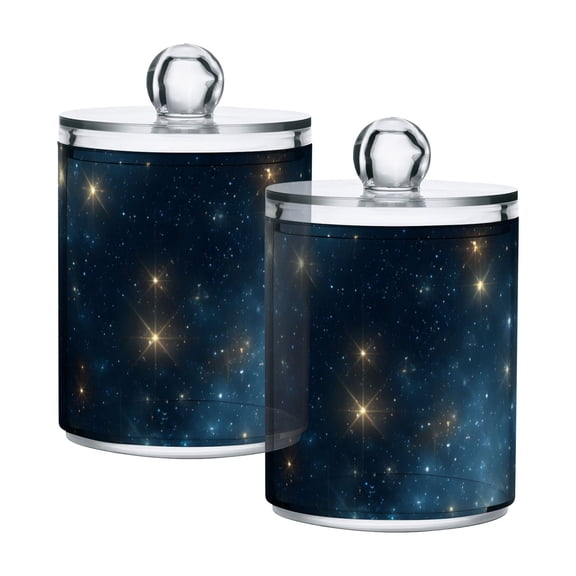 Flash Stars in Night Translucent Plastic Cans Storage Canisters with Lid Set of 2