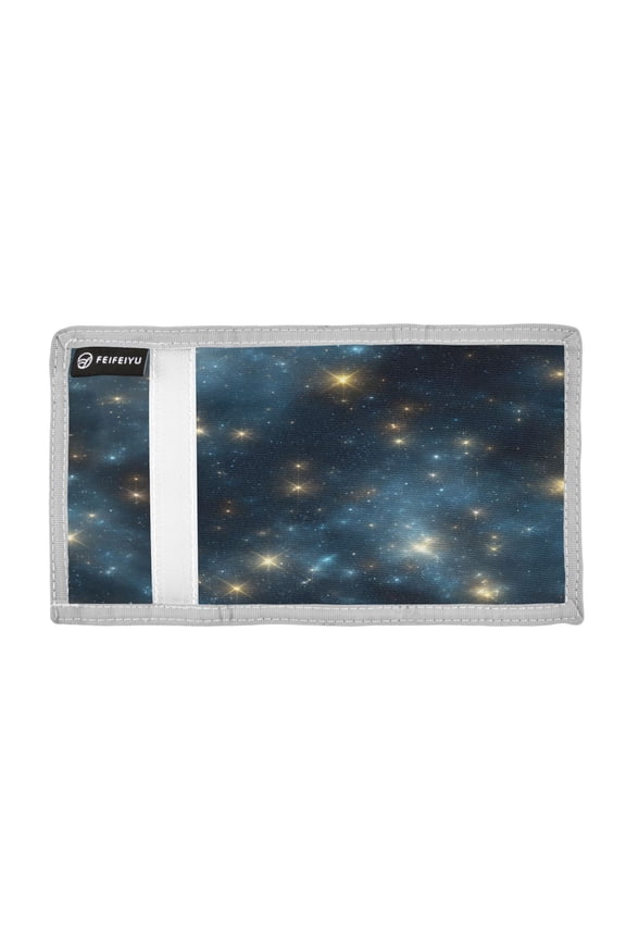 Flash Stars in Night Trifold Wallets Card Holders Coin Pockets with Lanyards Portable Unisex