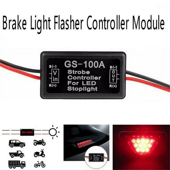 Flash Strobe Controller Brake Light Flasher Module for Car LED Brake Stop Light Lamp 12V,1 * Flash Strobe Controller,black