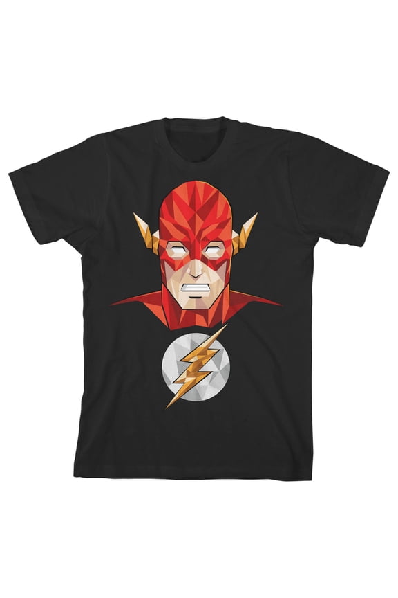 Flash Superhero And Logo Poly Art Toddler Boy's Black T-shirt-2T