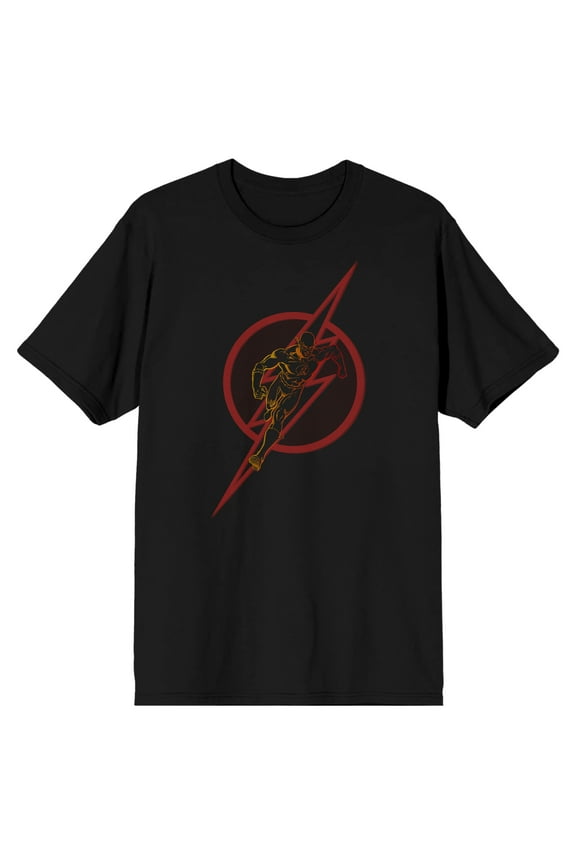 Flash Superhero Running Inside Logo Men's Black T-shirt-3X-Large