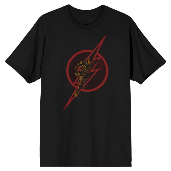 Flash Superhero Running Inside Logo Men's Black T-shirt-5XL