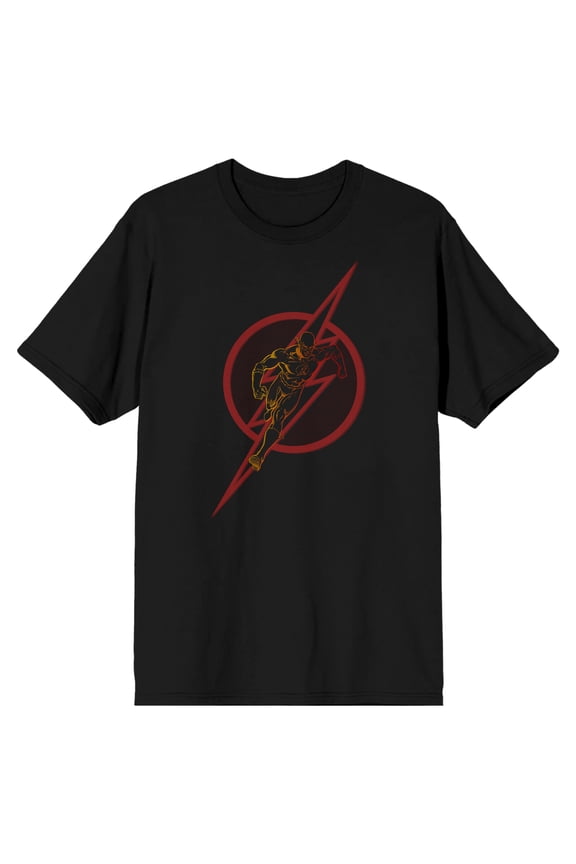Flash Superhero Running Inside Logo Men's Black T-shirt-Medium