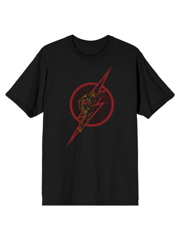 Flash Superhero Running Inside Logo Men's Black T-shirt-Small