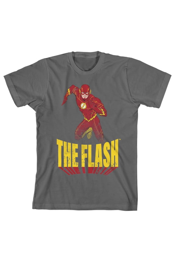 Flash Superspeed Run Boy's Charcoal T-shirt-XS