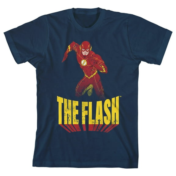 Flash Superspeed Run Boy's Navy Blue T-shirt-Medium